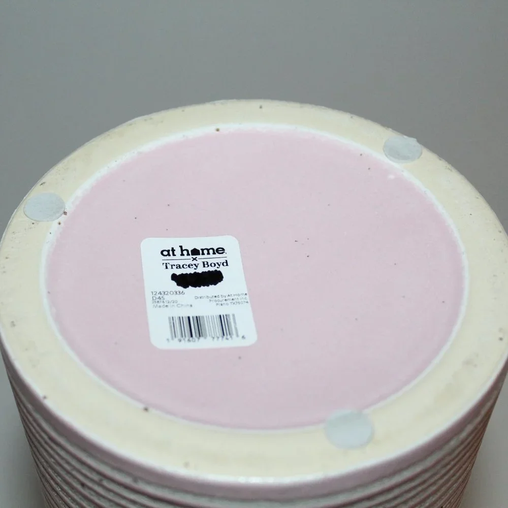 Tall Skinny Pink White Striped‎ Vase by at Home Tracy Boyd